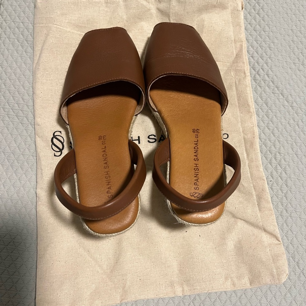 Spanish Sandal Co. Carmel Espadrille Slingback Wedges Sz 38 (7.5). - Picture 2 of 5